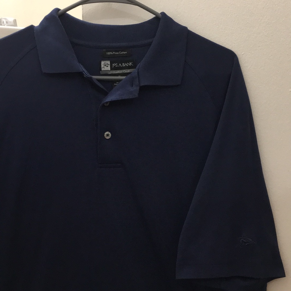 JosABank Blue Pimacotton Leadbetter Golf Polo